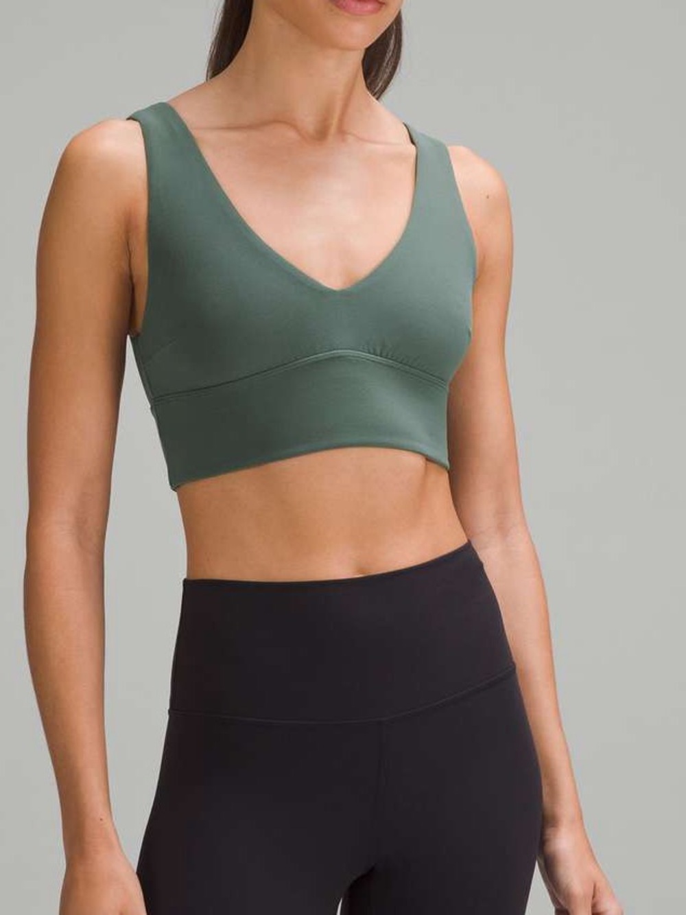 lululemon Align V-Neck longline Sports Bra size 8 / medium dark forest